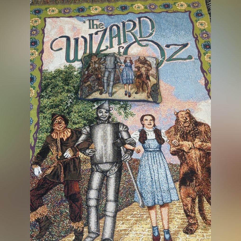 Wizard of Oz Cotton Woven Tapestry Throw 45x68 + Pillow Movie Decor
